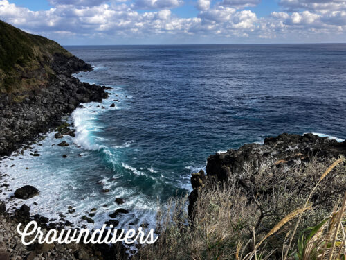 石積みから見下ろす海岸